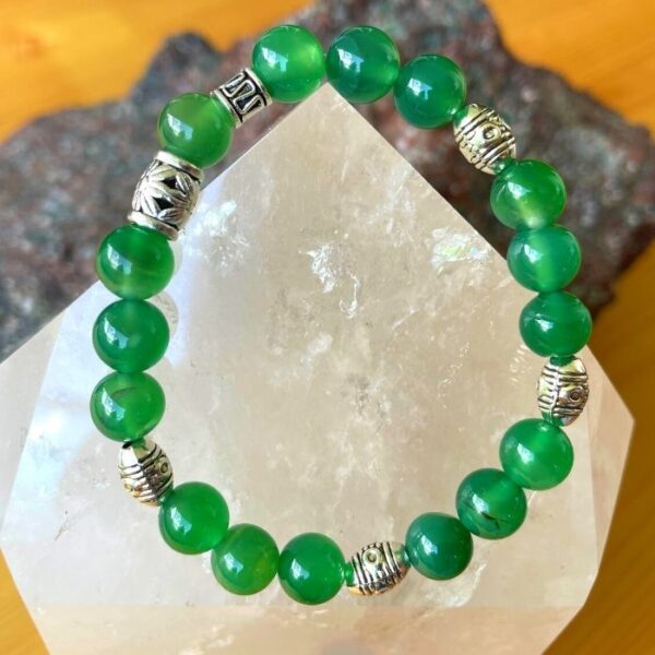 Achat Armband grün mit Tibet Silber Elementen